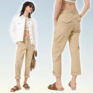 MICHAEL Michael Kors Stretch Cotton Poplin Cargo Pants Sz 2 Khaki